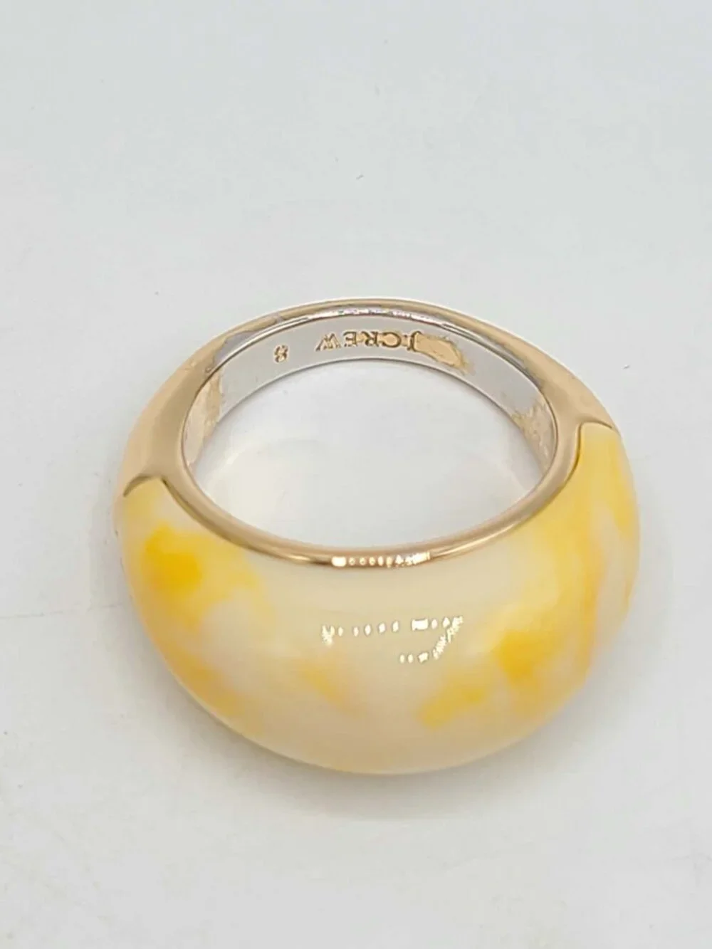 J Crew Yellow Off White Resin Bubble Ring size 8 NWOT